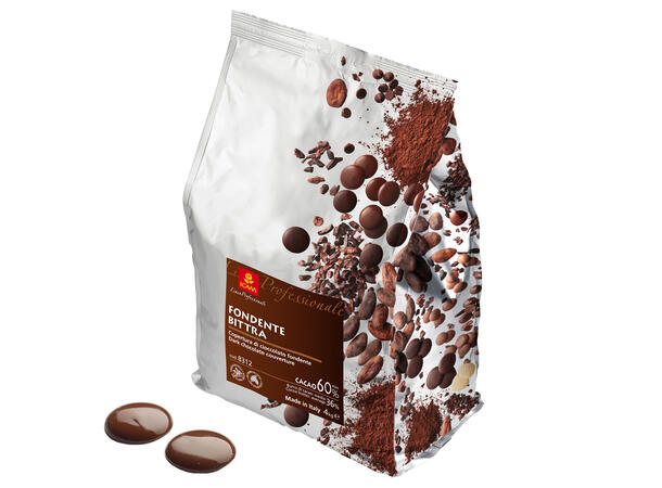 Bittra 60% sjokolade Rik kakaosmak, syrlig og bitter 
