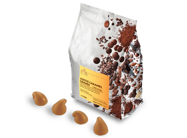 Sjokoladedråper karamell XL Bakefast, 1.700 stk/kg ~ 0.6g stk 