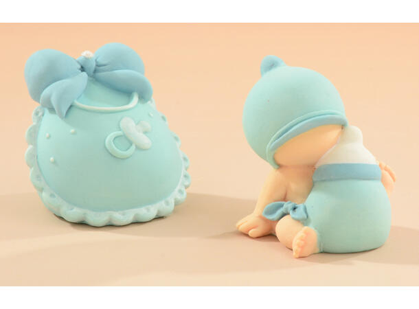 Dåpspynt baby/smekke H5.5cm blå, 2ass. 
