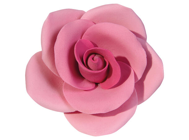 Rose i sukkerpasta 8cm - 12stk Rosa 