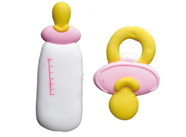 Sukkerdekor smokk/flaske - 120stk ass. Rosa, 5-7cm 