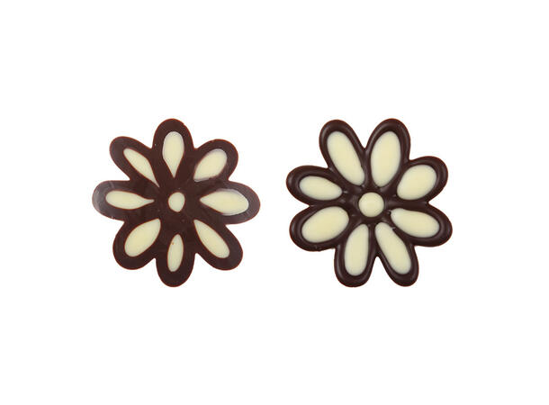 Sjokoblomst mørk/hvit ø4cm - 100stk 