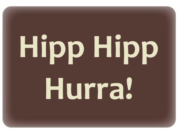 Sjokoladeskilt Hipp Hipp Hurra! - 192stk 4 x 2,8cm 
