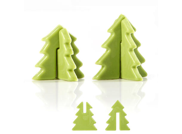 Juletre 3D hvit sjokolade - 45stk 5x4cm og 3x2,5cm 