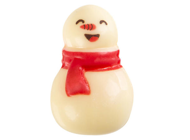 Snømann i hvit sjokolade 3D - 72stk 3,5 x 2,5cm