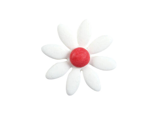 Sukkerblomst hvit/rød Ø1-2,5cm - 258stk 150xø1, 60xø2, 48xø2,5cm 