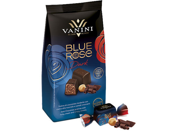 Blue rose konfekt mørk - 120g Mørk sjokolade og hasselnøtt krem 