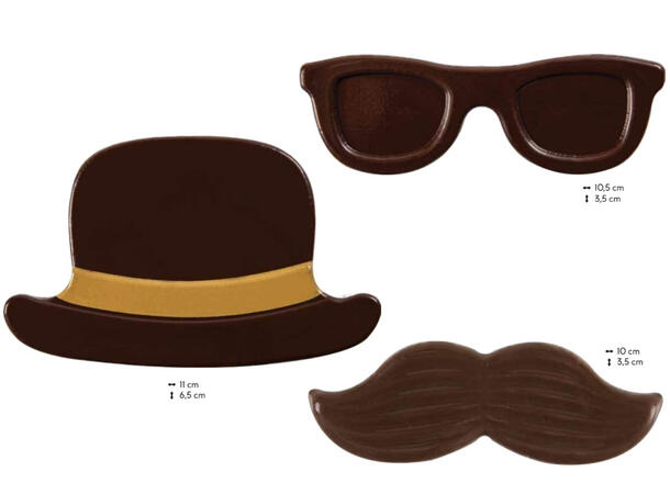 Farsdag hatt brille bart - 8 sett 3,5 til 11cm 