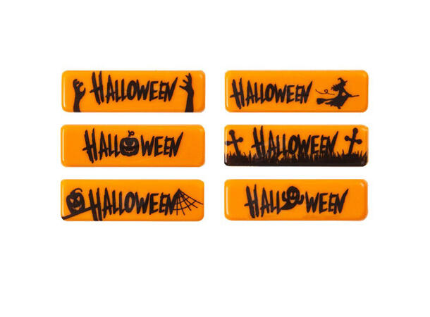 Halloween sjokoladeskilt - 100stk ass. 4,5 x 1,3cm 