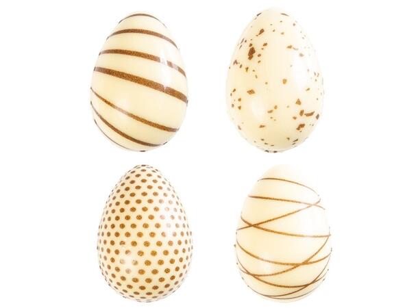 Sjokoladeegg 3,8 x 2,4cm - 96stk Assortert, hvit sjokolade 