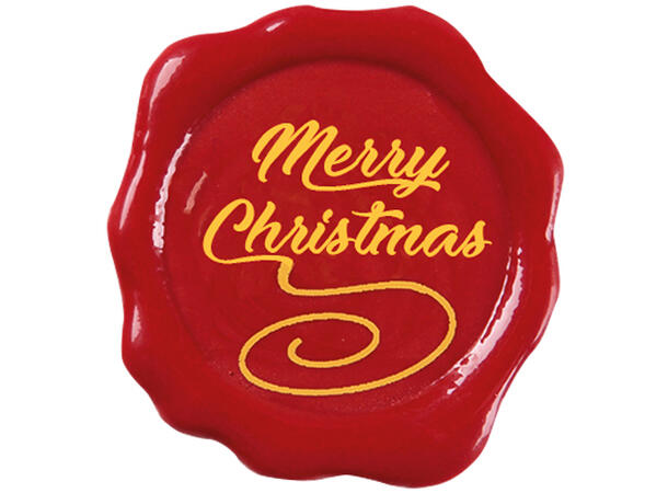 Sjokoladeskilt Merry Christmas - 175stk Ø3cm, hvit sjokolade 