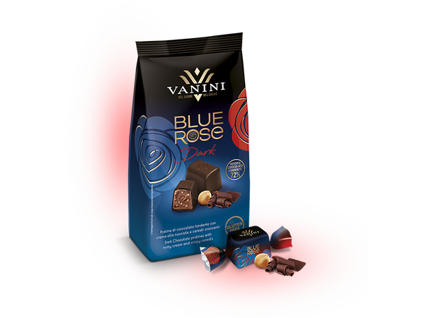 Blue rose konfekt mørk Mørk sjokolade og hasselnøtt krem 