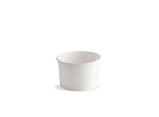 Isbeger papp m/logo 120ml 2280stk ø7,3x4,7cm. 40 poser á 57stk.PE&PLA-fri 