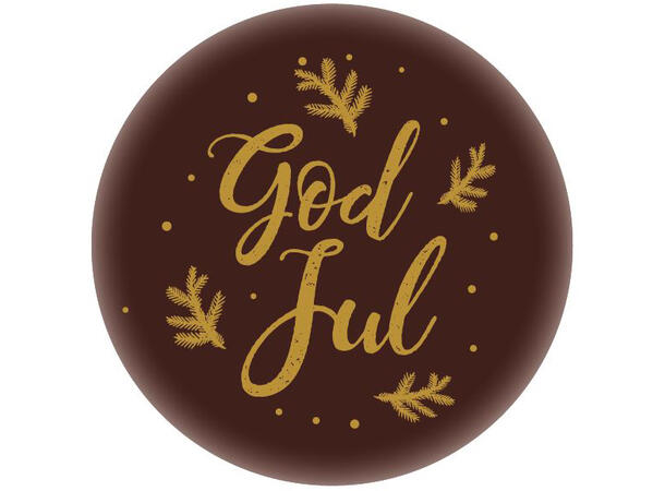Sjokoladeskilt mørk God Jul - 200stk Ø2,5cm - assortert 
