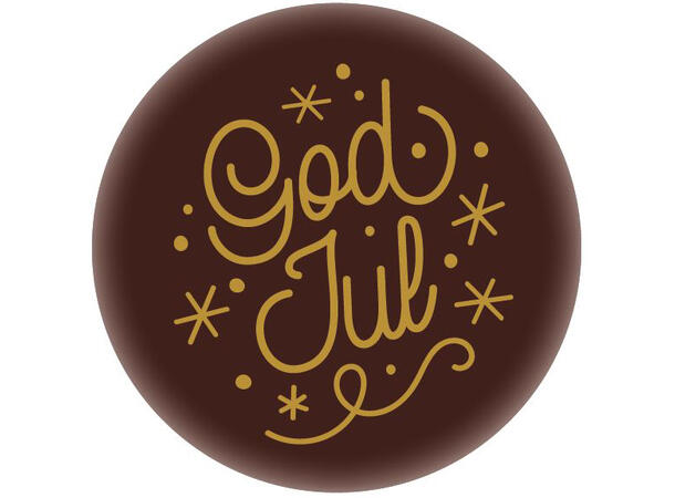 Sjokoladeskilt mørk God Jul - 200stk Ø2,5cm - assortert 