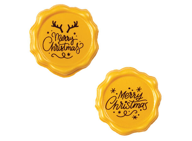 Sjokoskilt Merry Chistmas ass. - 120stk Ø3,8cm 