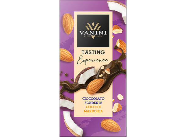 Vanini kokos og mandler Mørk sjokolade, crunchy mandler, kokos 
