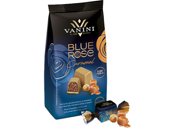 Blue rose konfekt karamell Karamell og hasselnøtt krem 