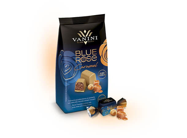 Blue rose konfekt karamell Karamell og hasselnøtt krem 