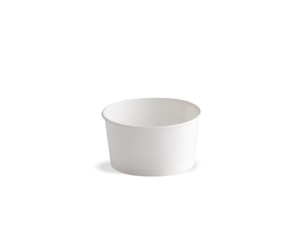 Isbeger papp m/logo 170ml 1568stk ø8,5x4,5cm. 28 poser á 56stk.PE&PLA-fri 