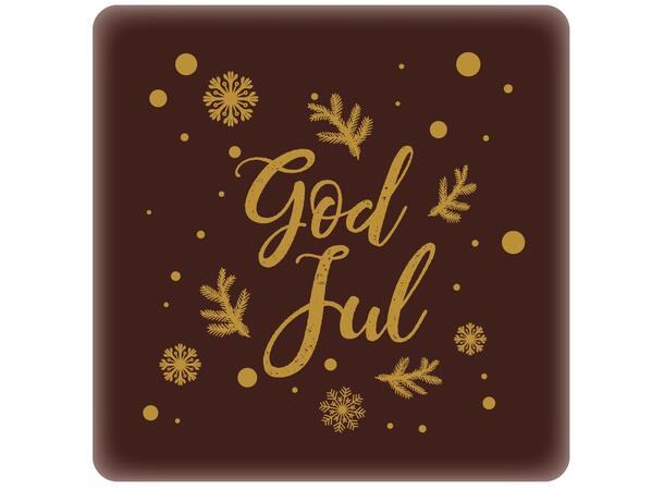 Sjokoladeskilt mørk God Jul - 120stk 3,8cm x 3,8cm 