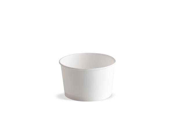 Isbeger papp m/logo 190ml 1540stk ø8,5x5cm. 28 poser á 55stk.PE&PLA-fri 