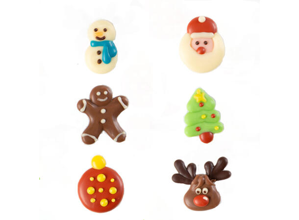 Julepynt hvit sjokolade ass. - 90stk Ø2cm 