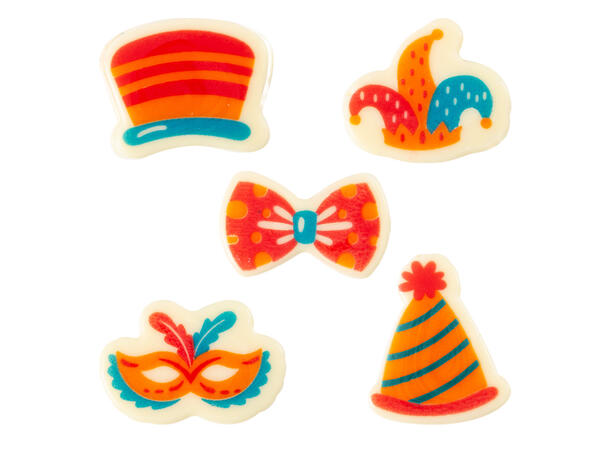 Karneval sjokoladeskilt - 150stk Assortert, Ø3,5cm 