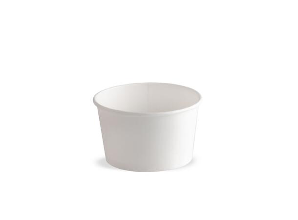 Isbeger papp m/logo 250ml 1296stk ø9,4x5,5vm. 24 poser á 54stk.PE&PLA-fri 