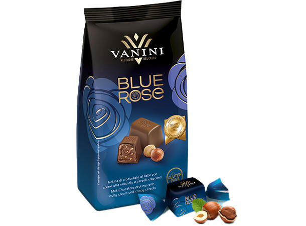 Blue rose konfekt melk - 120g Melkesjokolade og hasselnøtt krem 
