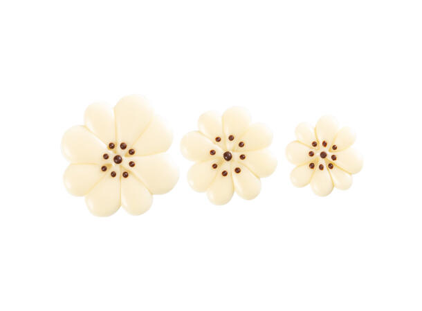 Margeritt hvit sjokolade ass. - 162stk Ø2,5cm - Ø3cm - Ø3,5cm 