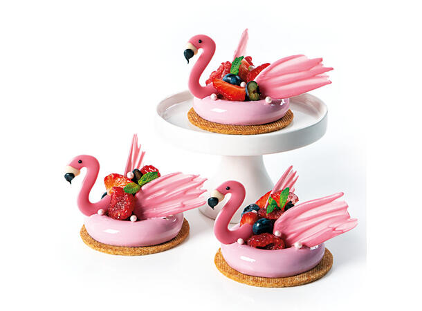 Flamingo hvit sjokolade - 72 sett 3 x 4 og 3,5 x 6 