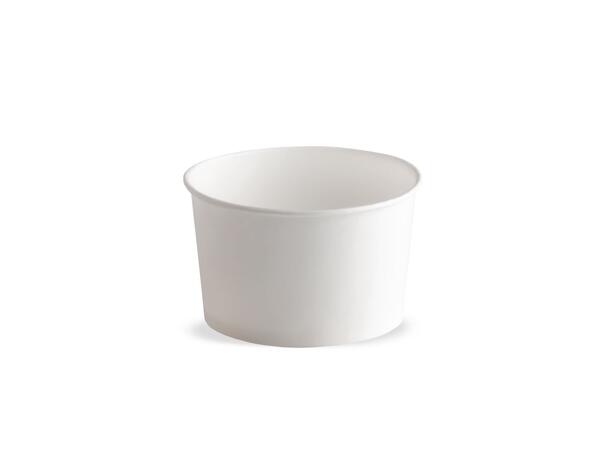 Isbeger papp m/logo 370ml 1188stk ø10,3x6,4cm. 22 poser á 54stk.PE&PLA-fri 