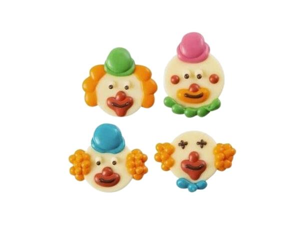Klovn i hvit sjokolade Ø4cm - 80stk Assortert - UTGÅR 