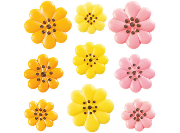 Margeritt hvit sjokolade - 162stk Assortert - Ø2,5cm - Ø3cm - Ø3,5cm 