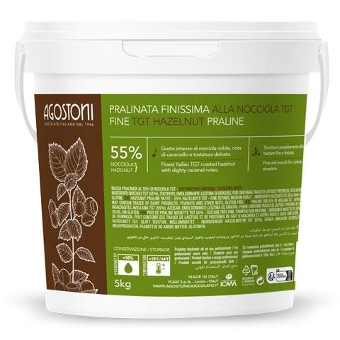 Hasseln&#248;ttpraline krem 55% TGT - 5kg Intens hasseln&#248;ttsmak, hint av karamell