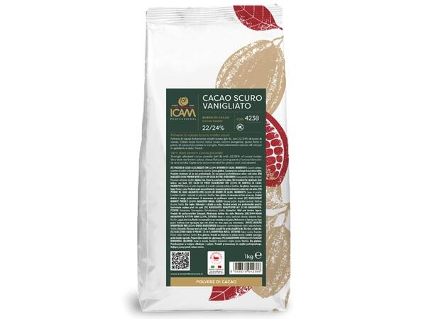 Kakaopulver 22-24% med vanillin - 1kg Sterkt alkalisert, vaniljesmak 