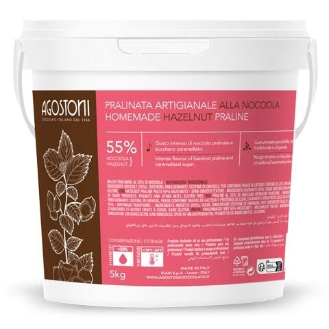 Hasseln&#248;ttpraline krem 55% - 5kg Ru struktur, hasseln&#248;tt og karamell