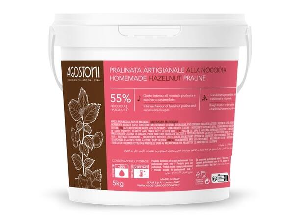 Hasselnøttpraline krem 55% - 5kg Ru struktur, hasselnøtt og karamell 