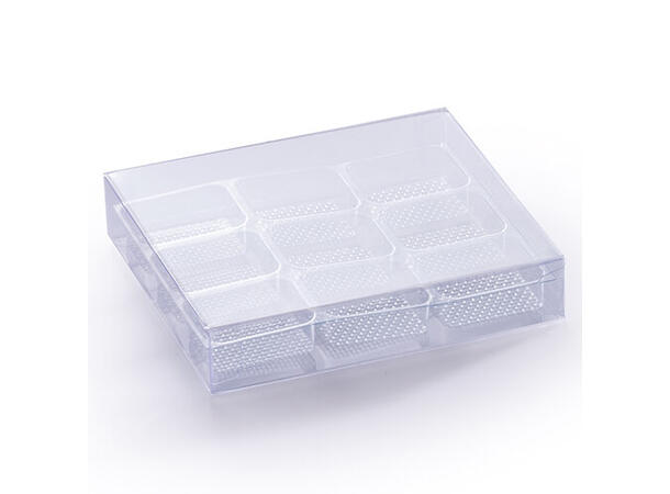 Konfekteske 9 biter transparent - 25stk 110 x 100 x H20mm 