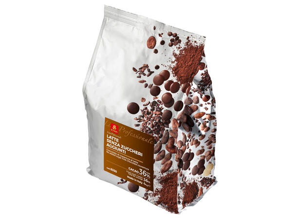 Sjokolade 36% uten tilsatt sukker - 4kg Full melkesmak og kakao, god sødme 