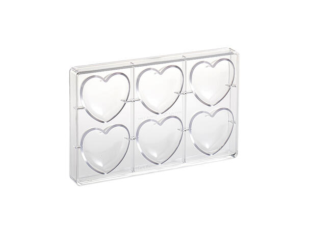 Konfektform polykarbonat 3D Hjerte 75 x 70 x H22mm - 38gr x 6 