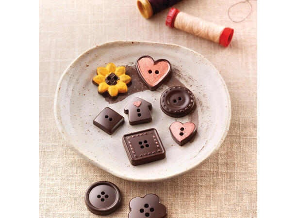 Konfektform silikon - SCG29 Buttons 30 x 30 x H6mm - 3ml x 15 
